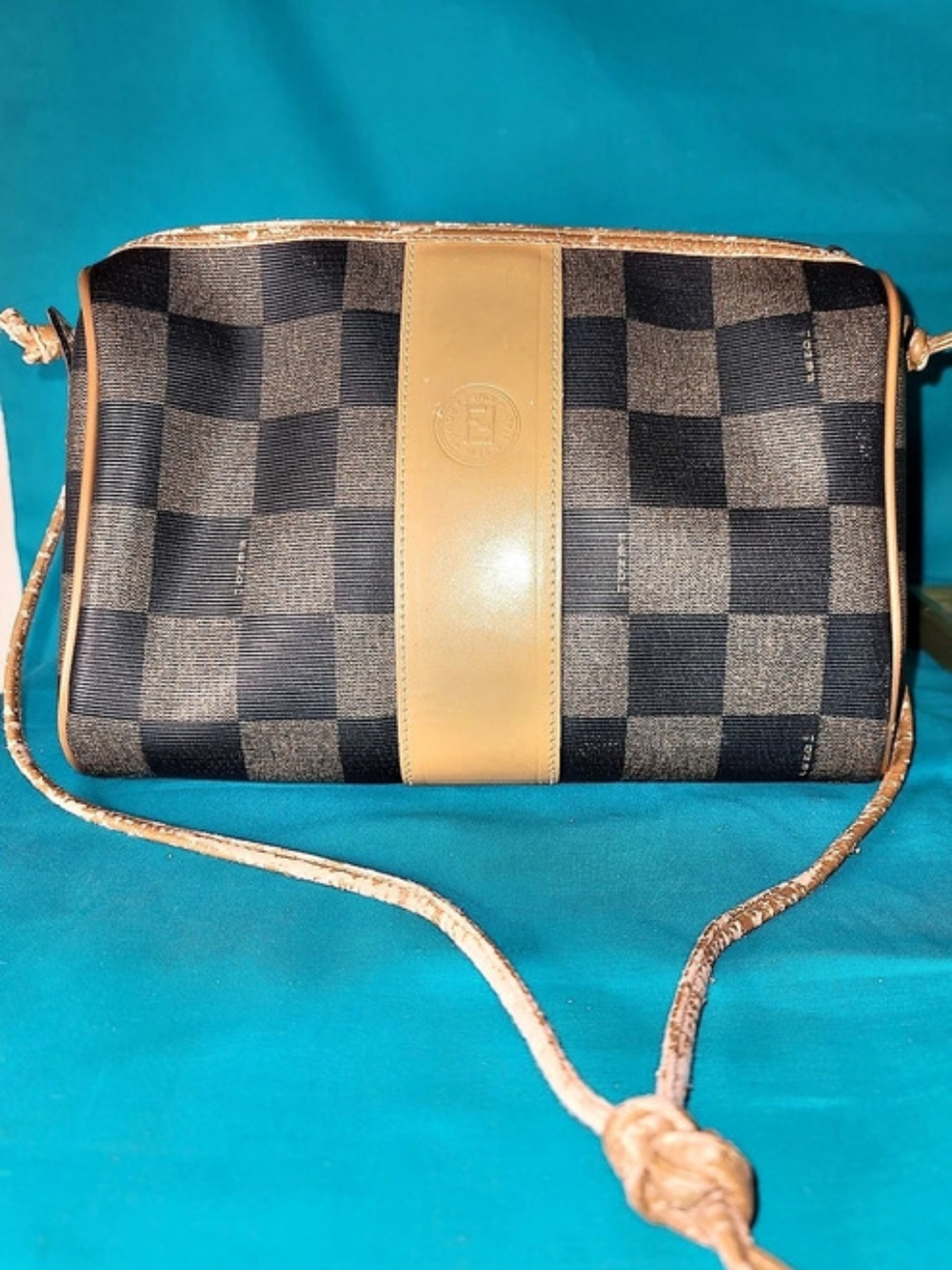 Fendi Vintage Fendi Pequin Checkerboard Crossbody Bag Vintage Pequin